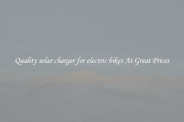Quality solar charger for electric bikes At Great Prices
