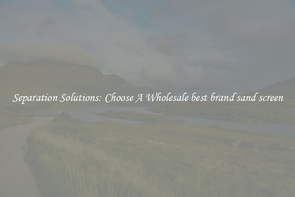 Separation Solutions: Choose A Wholesale best brand sand screen