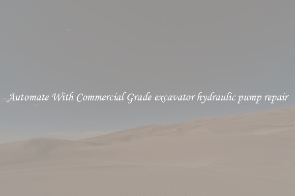 Automate With Commercial Grade excavator hydraulic pump repair